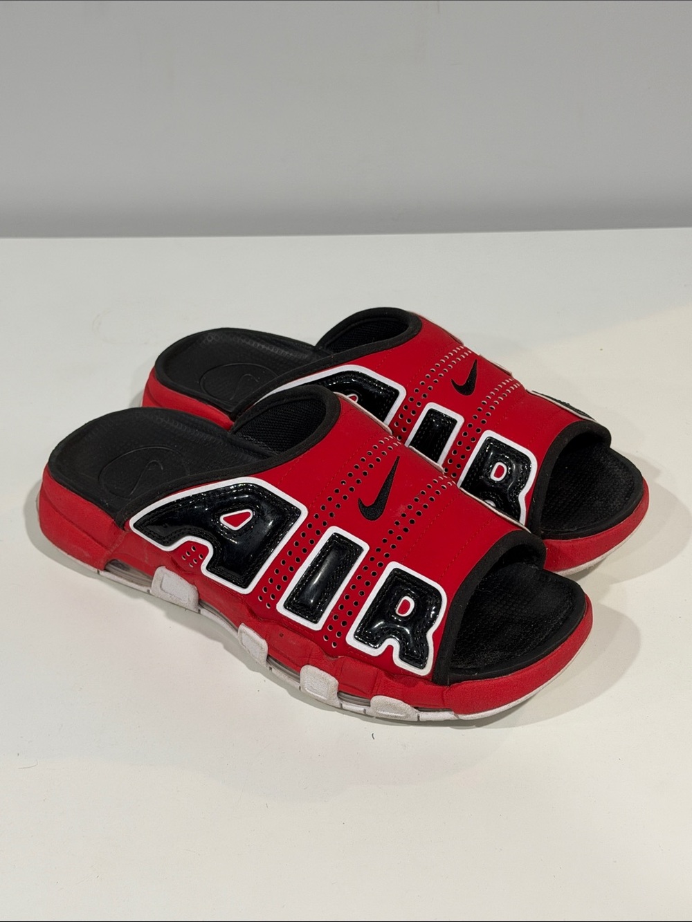 Nike Air More Uptempo Slides FJ6035-600 Men 11 University Red Black Bulls